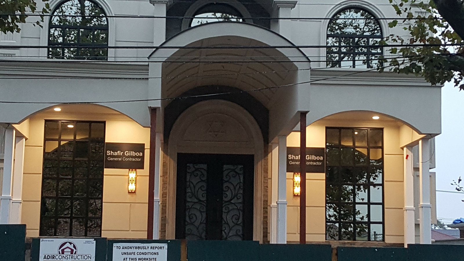 Shafir Gilboa, General Contractor — Adir Construction, at the finished synagogue entrance